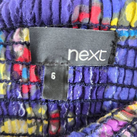 Next Size 6 Multi Color Floral Print Strapless Maxi Dress Smocked Bust with Tie - Picture 11 of 14